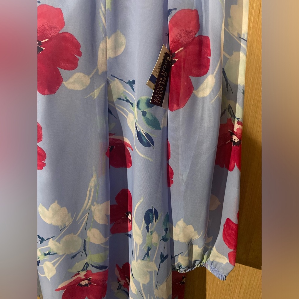 INC International Concepts Sky Blue Floral Dress XL NWT - Picture 7 of 7